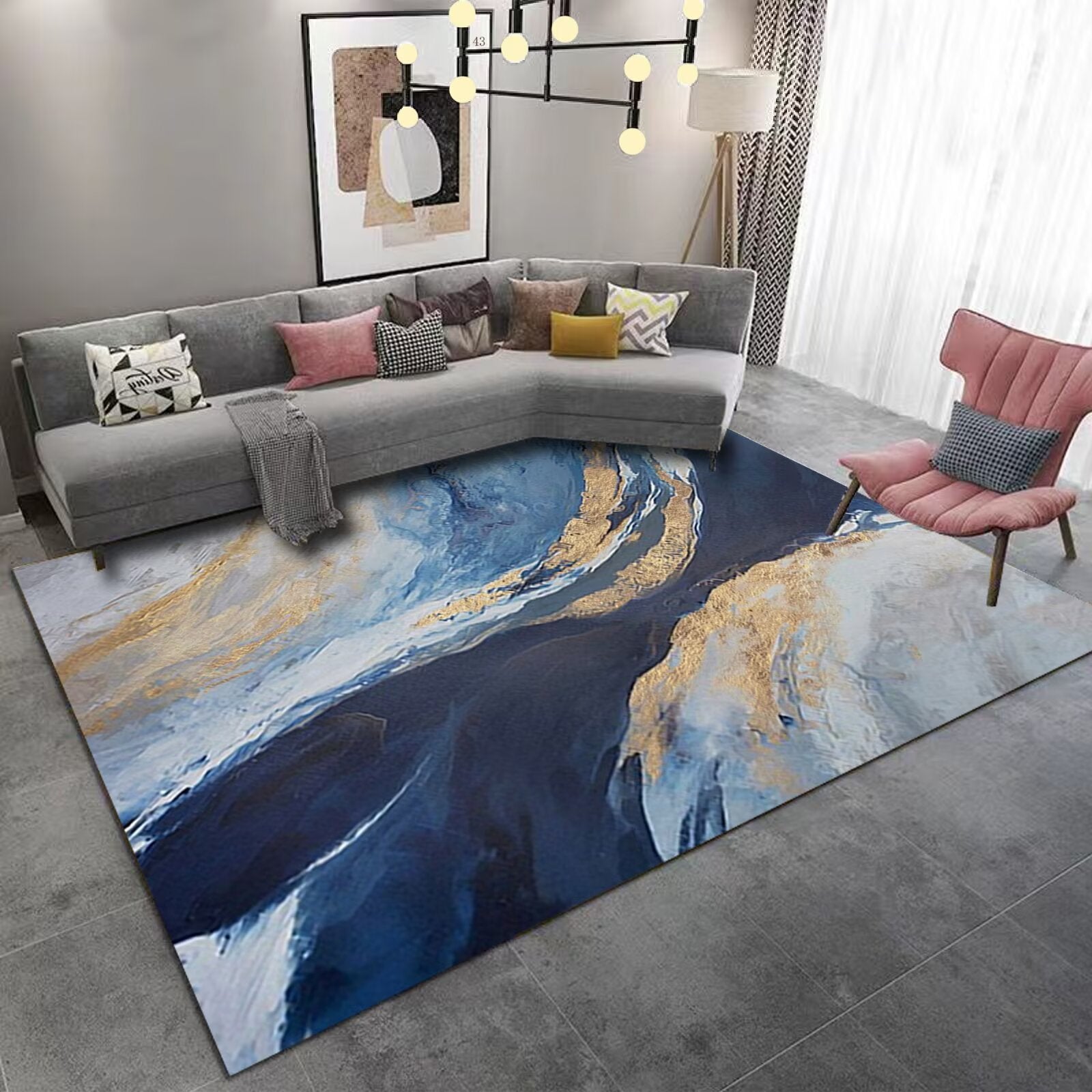 Living Room Carpet Stain Resistant Easy Care Crystal Velvet Carpet Home Sofa Coffee Table Rug Bedroom Wear-Resistant Non-Slip Mat