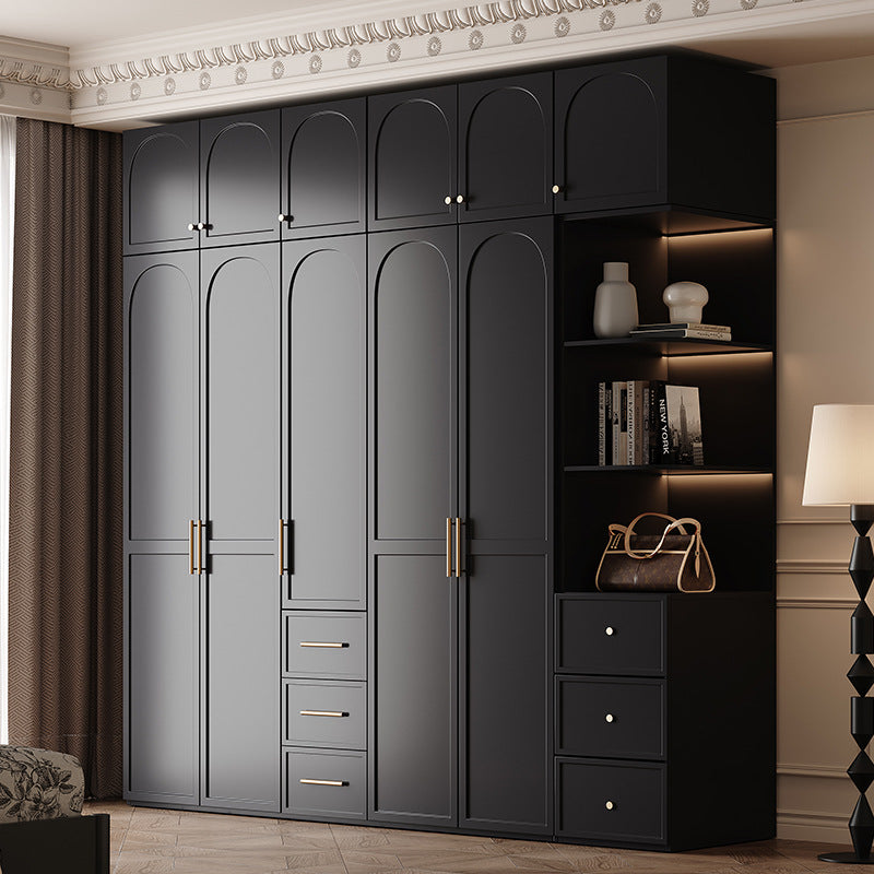 French Retro Style Black Wardrobe Modern Simple Small Apartment Light Luxury Internet Celebrity Closet Storage Cabinet Bedroom Economical Type