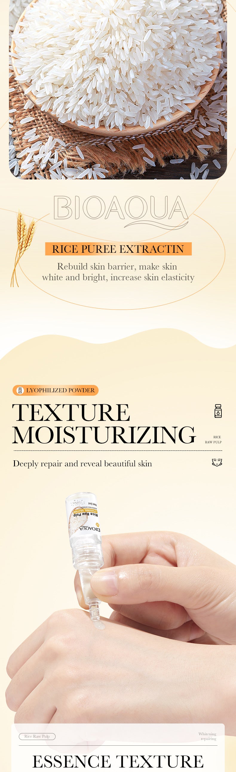 Rice Freeze-Dried Powder Set BIOAOUA Whitening and Repairing Original Powder Freeze-Dried Powder Cross-Border Wholesale