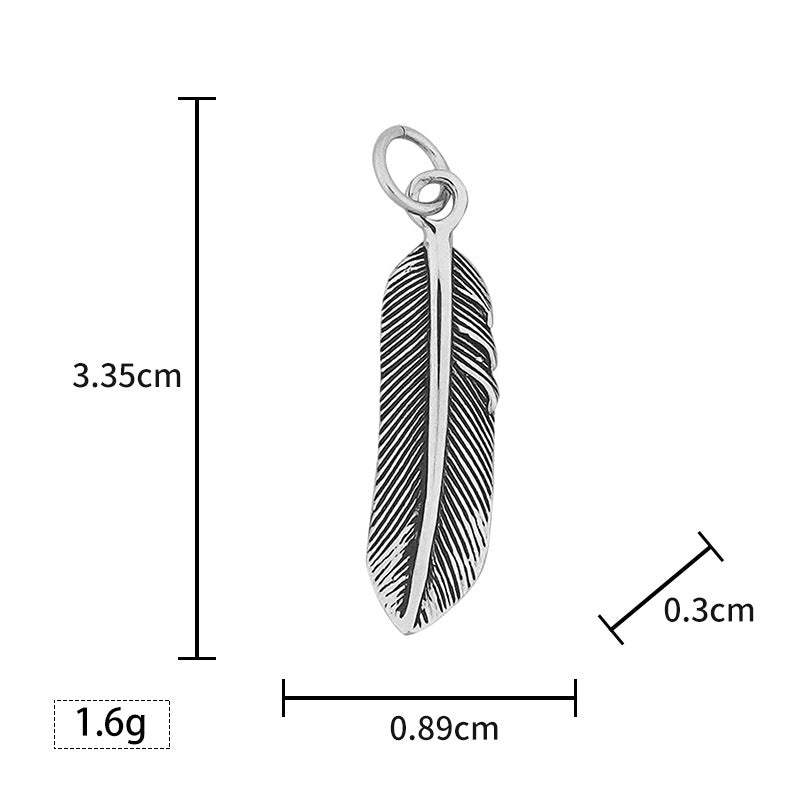 In Stock Stainless Steel Feather Personality Simple Necklace Niche ins Clavicle Chain Sweater Chain Titanium Steel Pendant