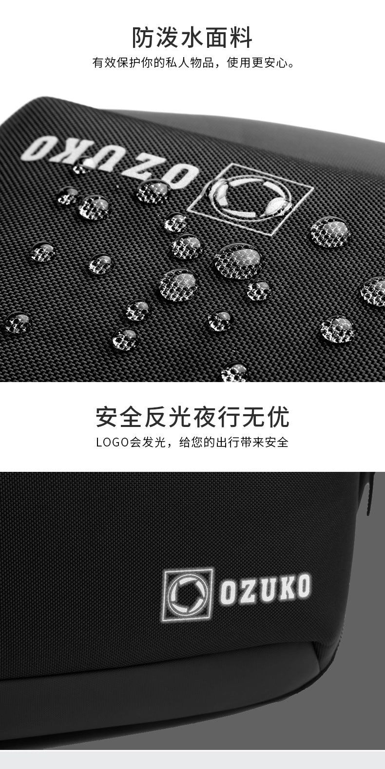 OZUKO Business Backpack Double Shoulder Laptop Bag for Men Lightweight Handheld College Student Commuting Waterproof Notebook Backpack