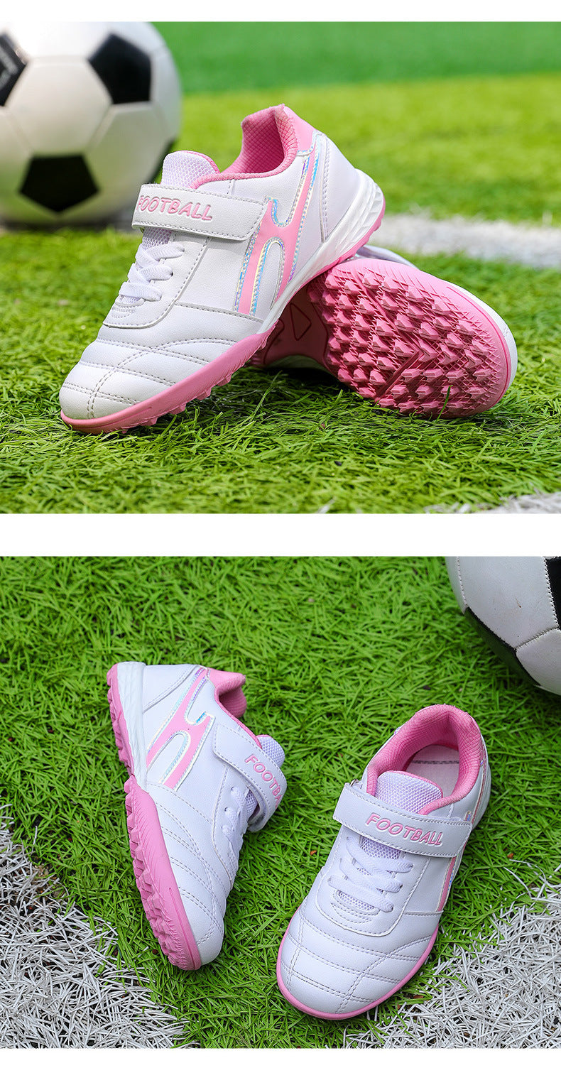 New football shoes for men and women with Velcro for children TF Broken Nail Style Youth Student Grassland Flat Training Shoes