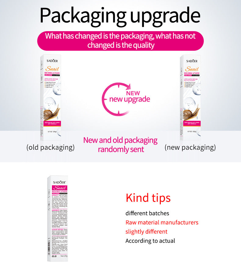 Snail Eye Cream20g SADOER Collagen improves dark circles and wrinkles cross-border wholesale