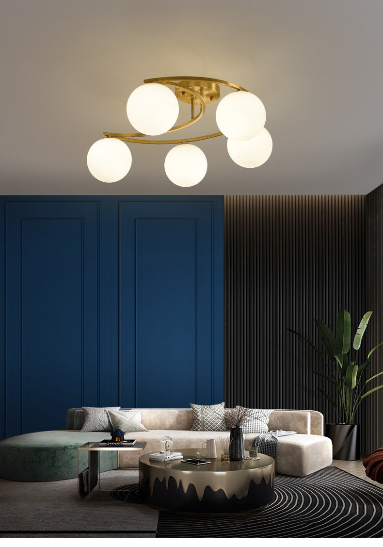 All-Copper Ceiling Light Nordic Style Bedroom Light Modern Simple Elegant Master Bedroom Room Light Creative Personality Living Room Light