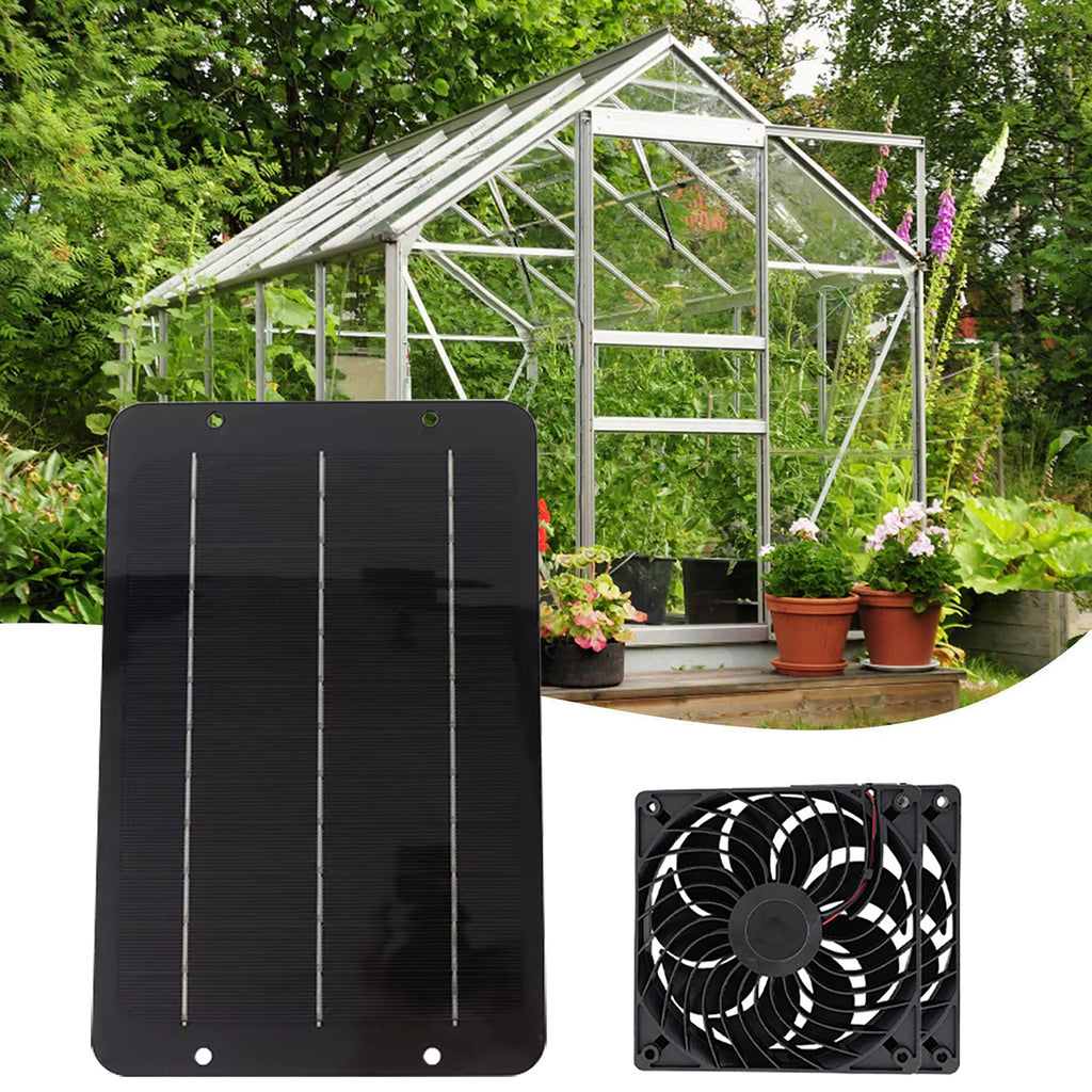 Exclusive Solar Photovoltaic Panel 10W with Dual Fan Radiator Solar Exhaust Fan for Cooling Pet Houses