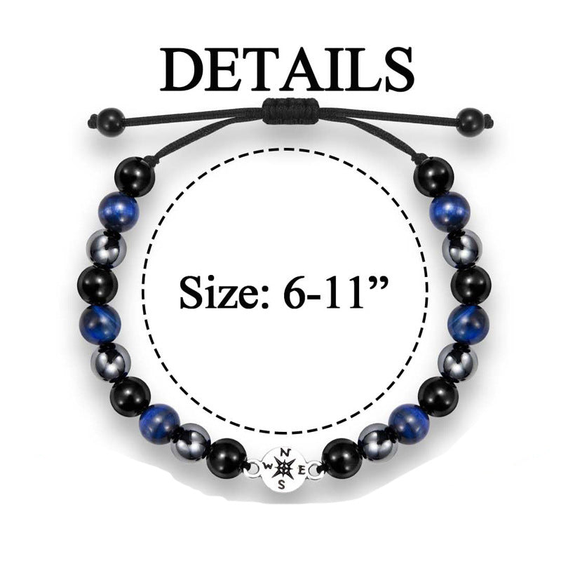 Student Graduation Commemorative Bracelet Handmade Braided Rope Gift Bracelet Tiger Eye Magnet Graduation Season Braided Compass Bracelet