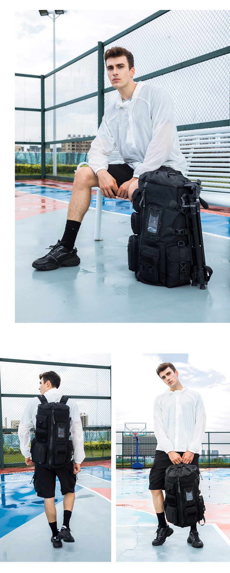 OZUKO Basketball Backpack Men's Large Capacity Waterproof Backpack Sports Bag Multifunctional Outdoor Trendy Brand Backpack