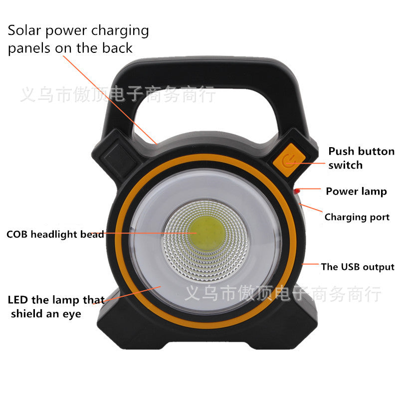 Multifunctional Solar Charging COB Super Bright Tent Light Outdoor Camping Lantern Emergency Light Work Light Searchlight