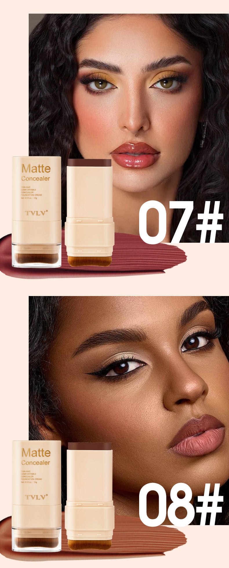 TK Specialized Flawless Dual-Head Eraser Foundation Stick Water Glossy Skin Concealer Long-Lasting with Brush Head Hydrating Makeup Remover