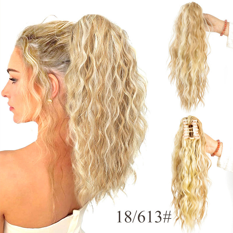 Cross-border Claw Clip Water Ripple Ponytail45cm120g European and American Women's Curly Hair Synthetic Wig Ponytail