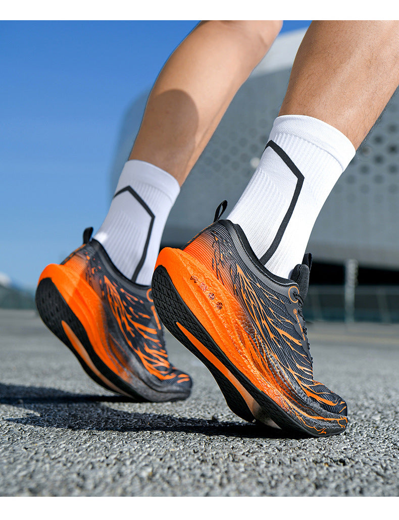 Autumn New Fluorescent Parent-Child Fashion Casual Sports Shoes with Real Carbon Plate High Elasticity Cushioning Outdoor Running Shoes