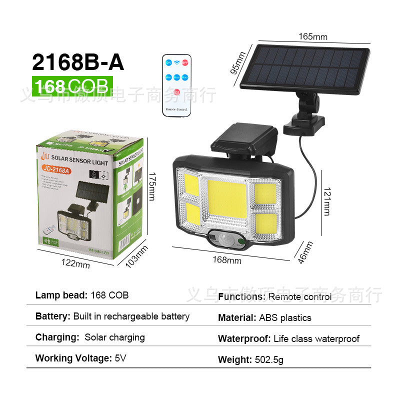 Outdoor Solar Street Light Waterproof Split Wall Light Garden Courtyard Light Human Body Sensor Light Rotatable Three-Head Light