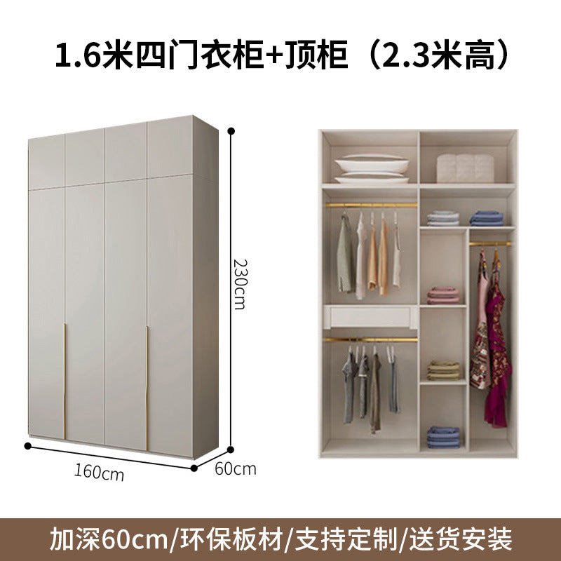 One-Door to Ceiling Heightened Solid Wood Wardrobe for Home Bedroom, Double Door Simple Assembly Cabinet, European Pine Board Storage Cabinet, Wardrobe