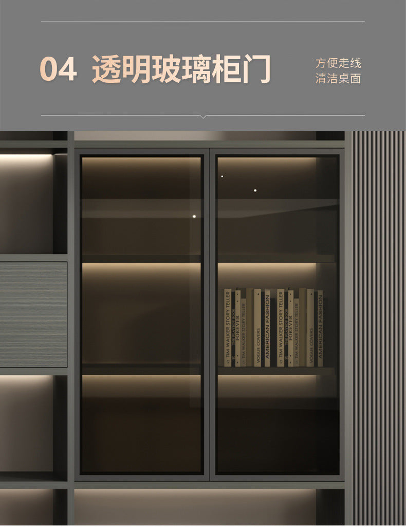Boss Office Light Luxury Wooden Archive File Cabinet Archive Cabinet Storage Bookcase Manager Room Background Cabinet