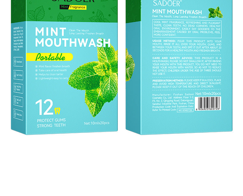 H Full English Mouthwash Box Set SADOER Disposable Portable Oral Cleaning  Wholesale