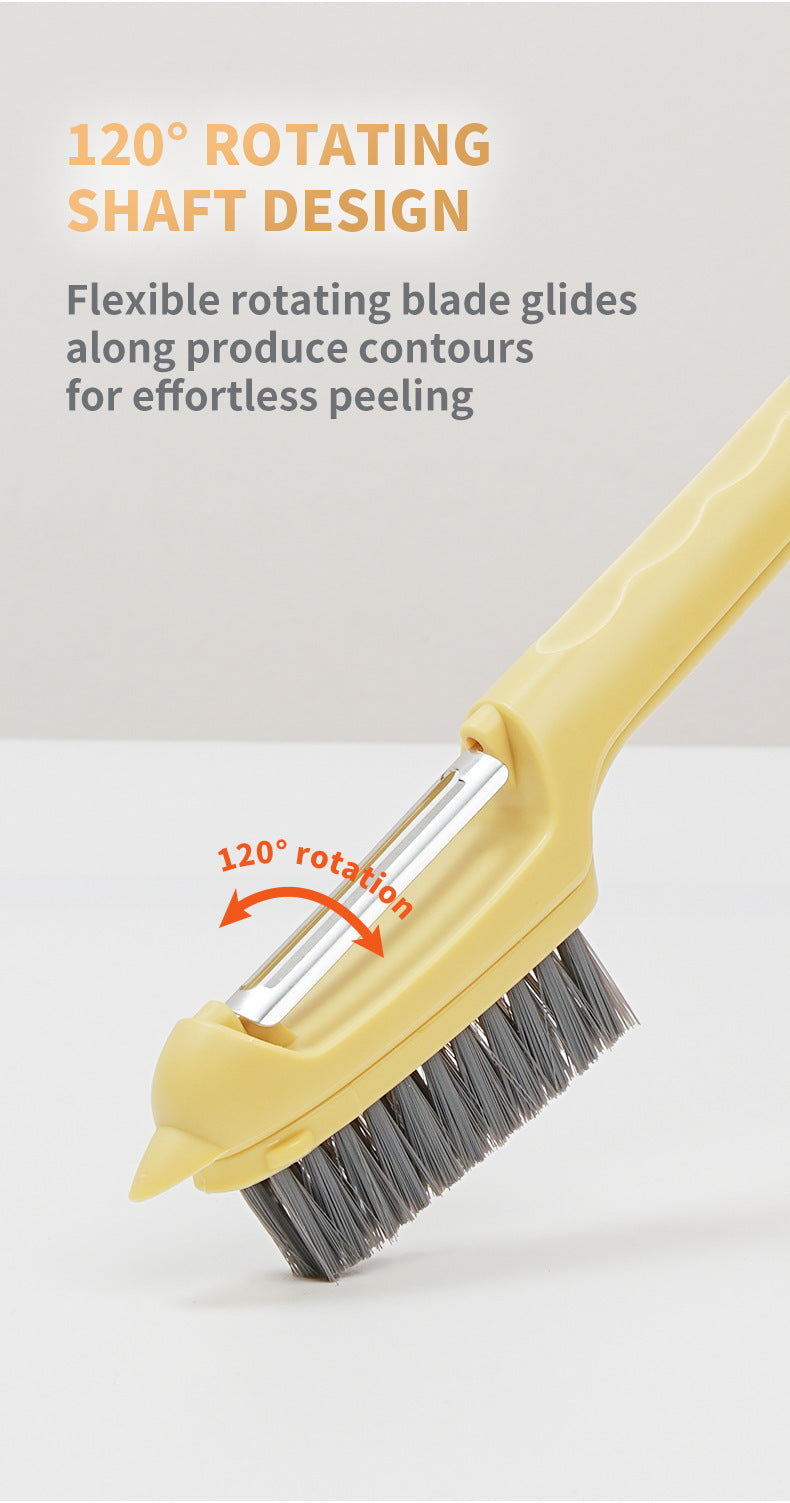 New Multifunctional Fruit and Vegetable Cleaning Tool, Two-in-One Peeler for Potatoes, Fruit Tree Cleaning Brush