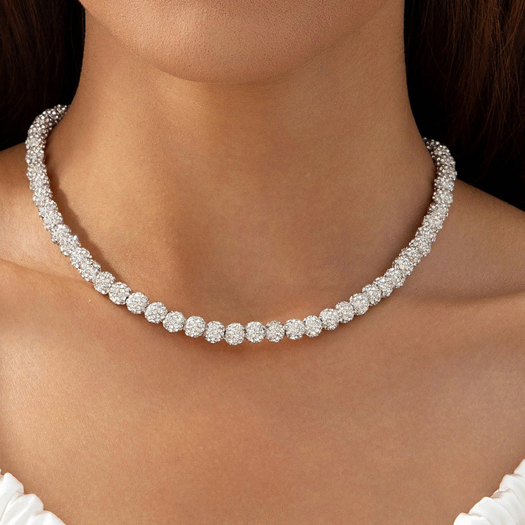 European and American Ornament  Simple Versatile Japanese and Korean Fresh Style Beaded Sugar Cube Round Bead Pearl Necklace Wholesale