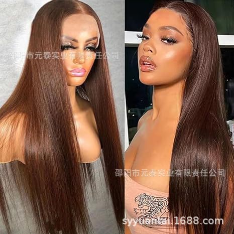 13x4 Chocolate Brown Lace Front Wig  Straight Synthetic Wig