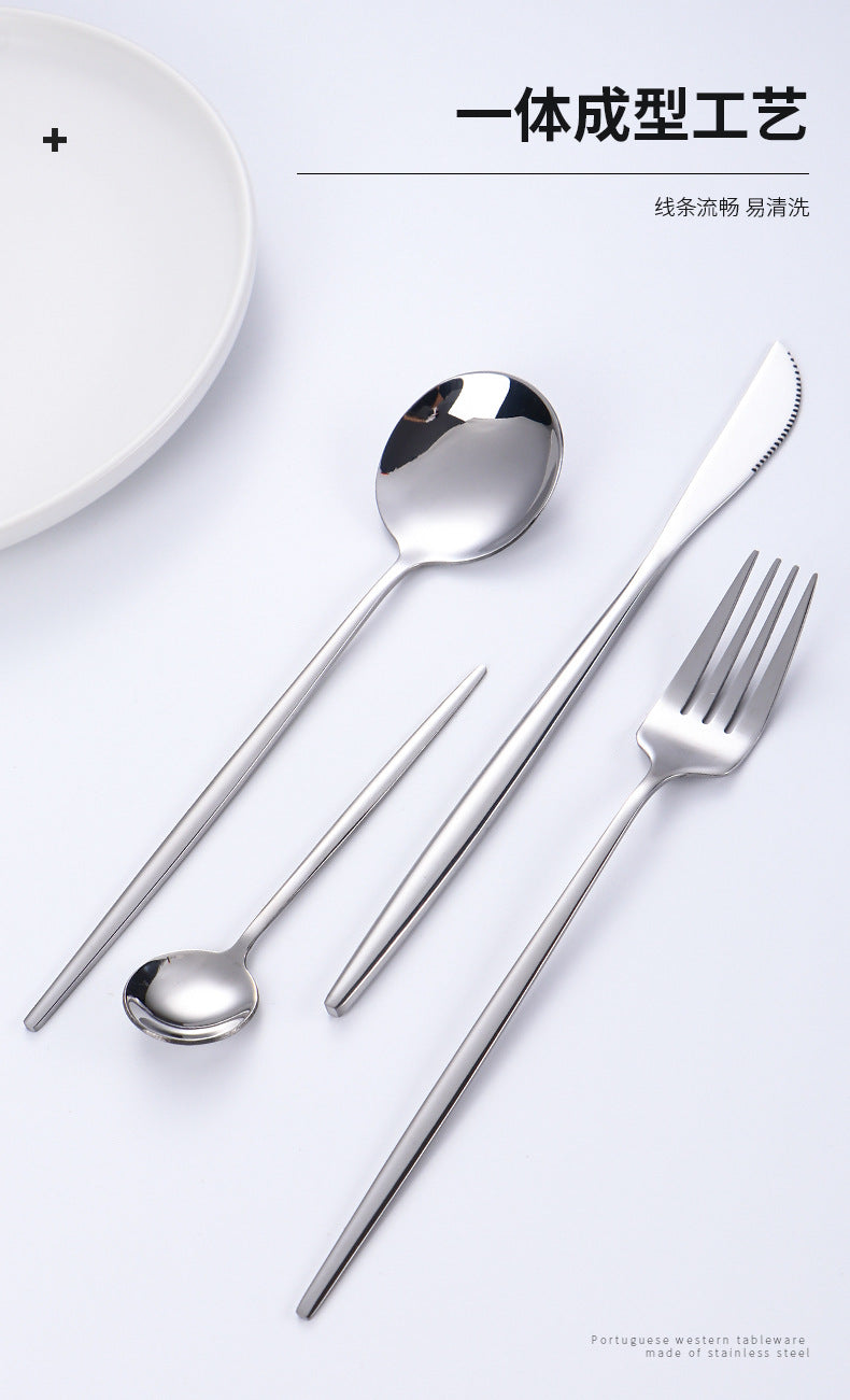 Stainless Steel Cutlery Set24Set of Gold-Plated Portuguese Tableware Western Steak Knife Fork Spoon Gift Box