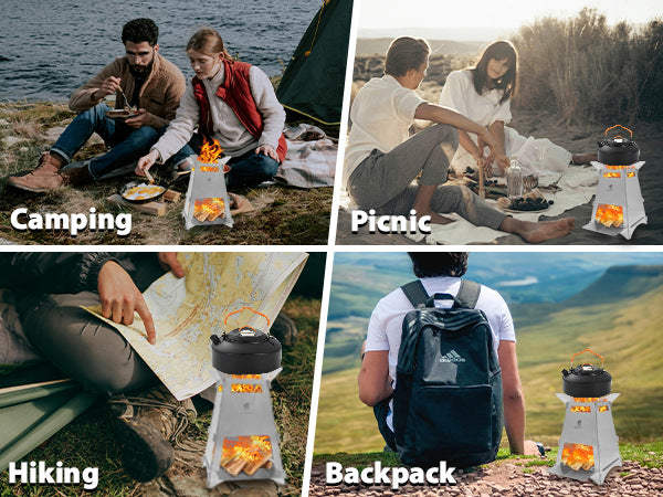 Outdoor Firewood Stove Portable Rocket Stove Foldable Firewood Stove Camping Picnic Barbecue Stove Picnic Heating Stove