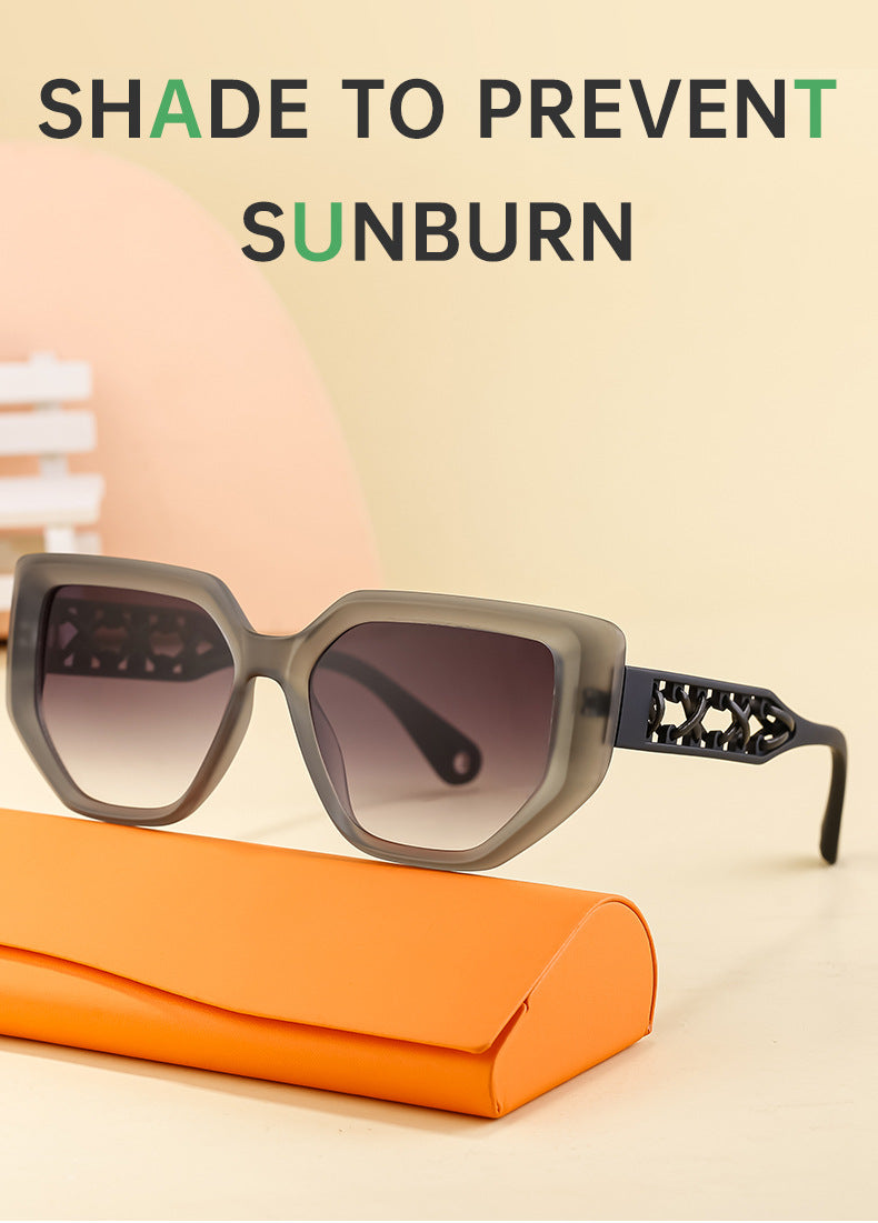 European and American Cat Eye Sunglasses for Women, High-End Hollow Frame Small Frame Sunglasses, Natural Look Glasses sunglasses