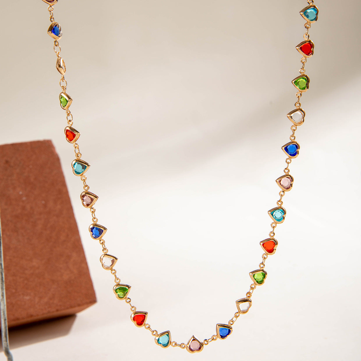Simple Colorful Beaded Tassel y Chain Necklace Elegant Versatile Diamond-Studded Sweater Chain Jewelry