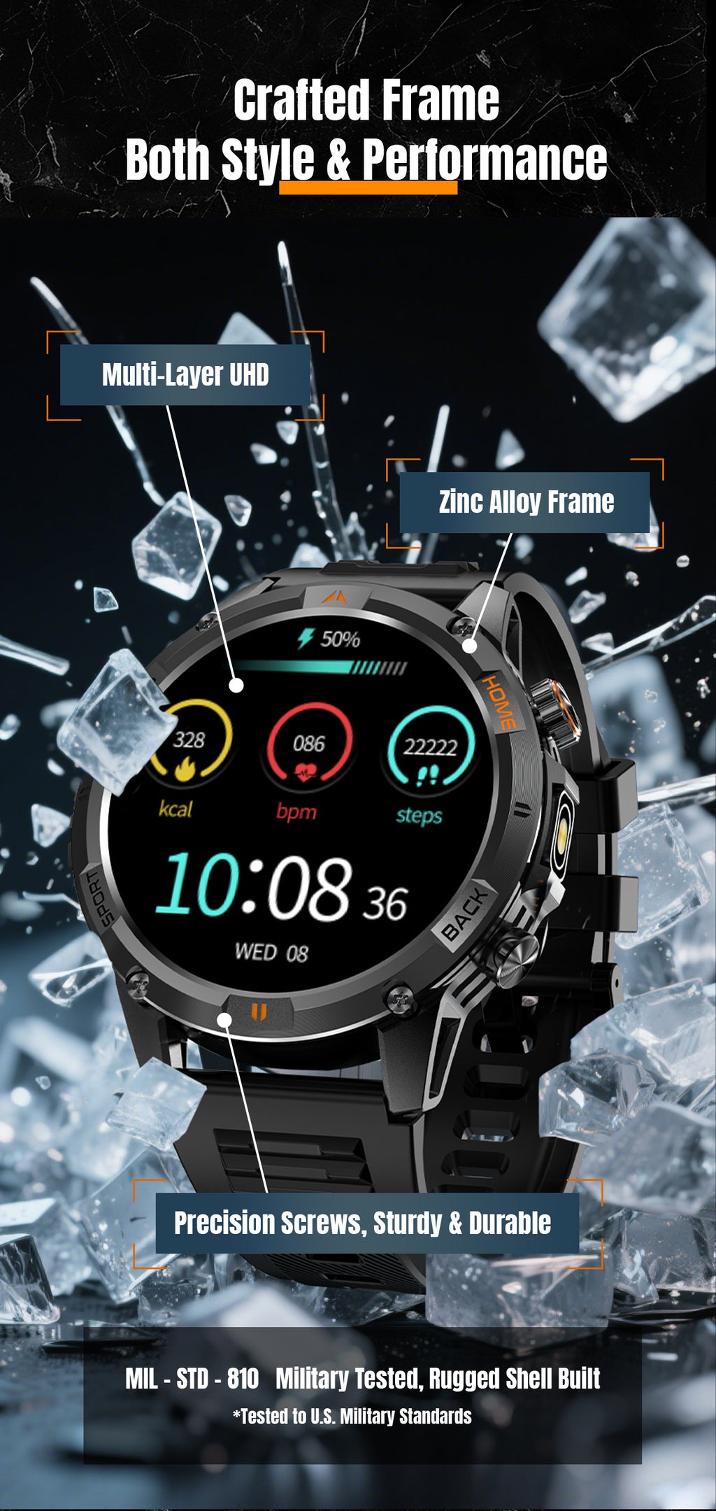 YK15Smart Watch Bluetooth Call Heart Rate Pedometer Sleep Depth Waterproof GPS Beidou Positioning Sports Three-Proof