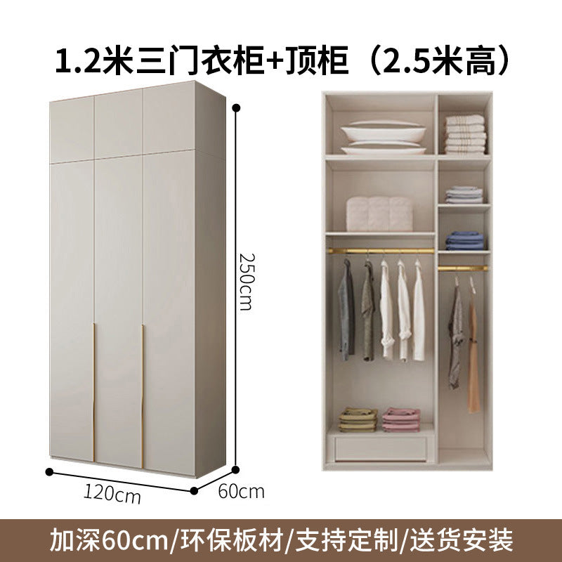 One-Door to Ceiling Heightened Solid Wood Wardrobe for Home Bedroom, Double Door Simple Assembly Cabinet, European Pine Board Storage Cabinet, Wardrobe