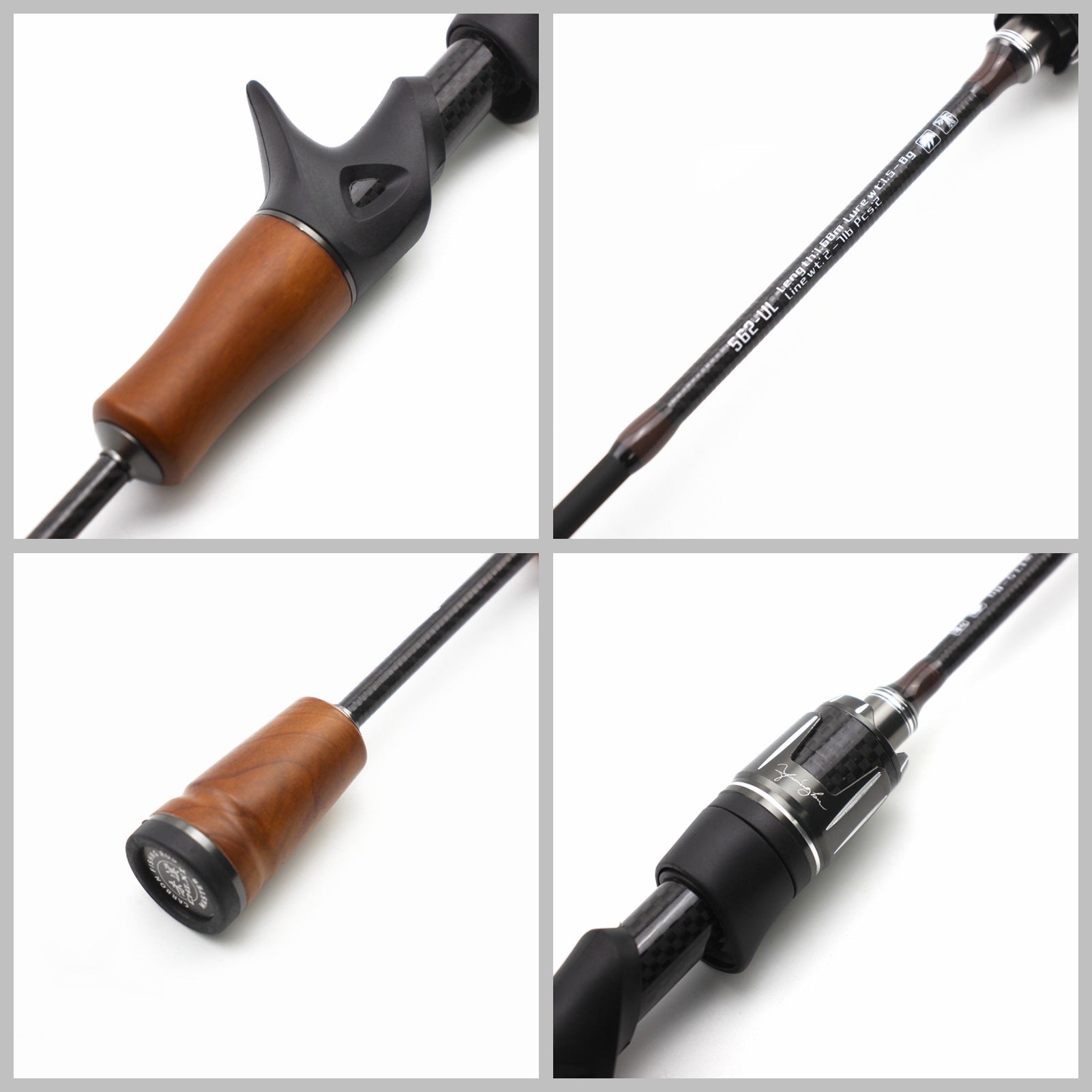 1.39Carbon Fiber UL High-end Lure Fishing Rod with Solid Wood Handle for Bass and Minnow, Straight Handle Gun Handle Rod