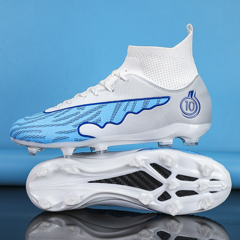 New Professional Football Shoes Boys High Top Youth Students Competition Training AG Long Spike Broken Spike Sneakers