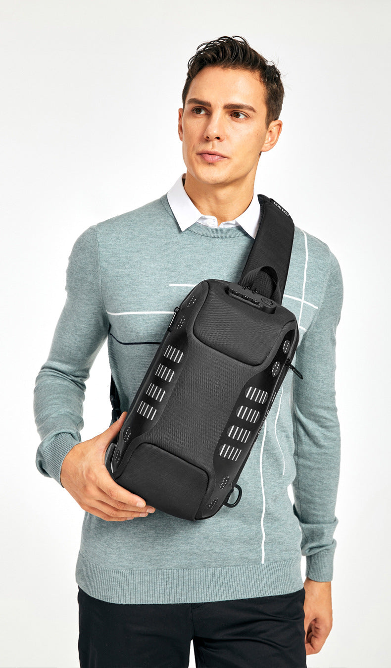 OZUKO Men's Chest Bag Anti-Theft Waterproof Chest Bag Trendy Fashion Crossbody Bag Large Capacity Business Shoulder Bag