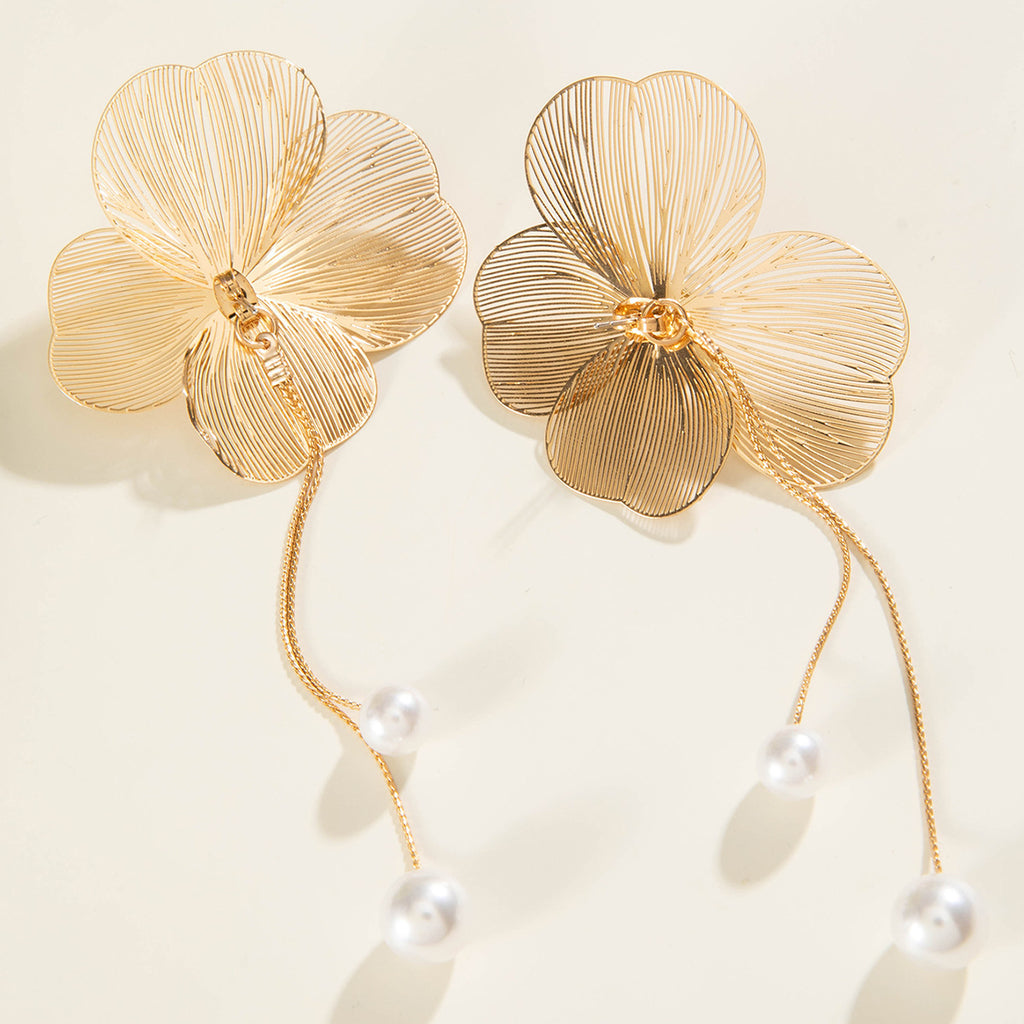 European and American Niche Ginkgo Leaf Tassel Necklace Design Sense Retro Pull-out Imitation Pearl Choker Jewelry choker