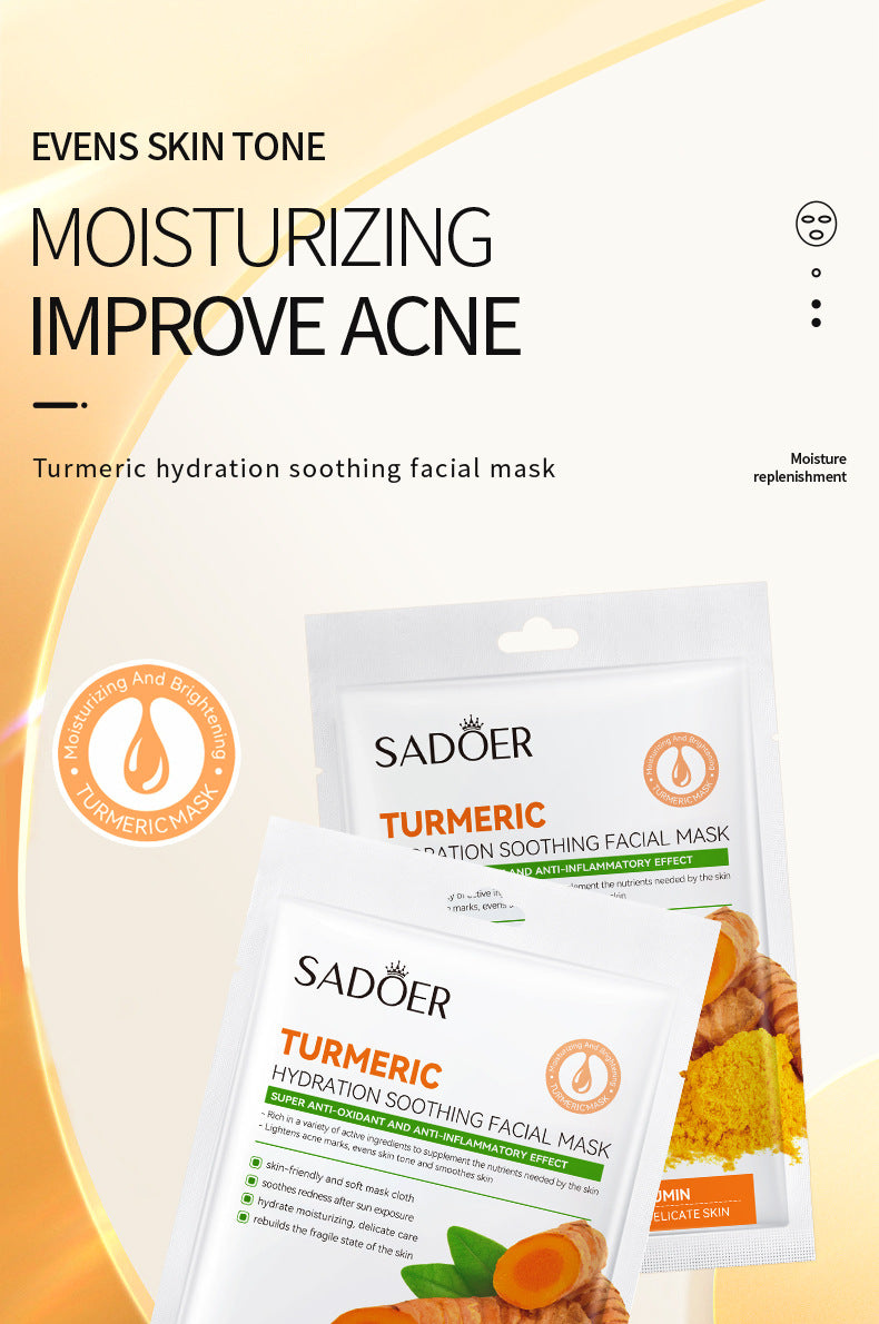 Full English Turmeric Mask SADOER Hydrating and Moisturizing Facial Mask Sheets  Foreign Trade Live Wholesale