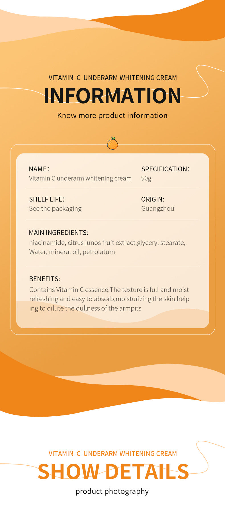 Full English VC Armpit Whitening Cream SADOER Dimension C Even Skin Tone Body Cream  Foreign Trade Wholesale