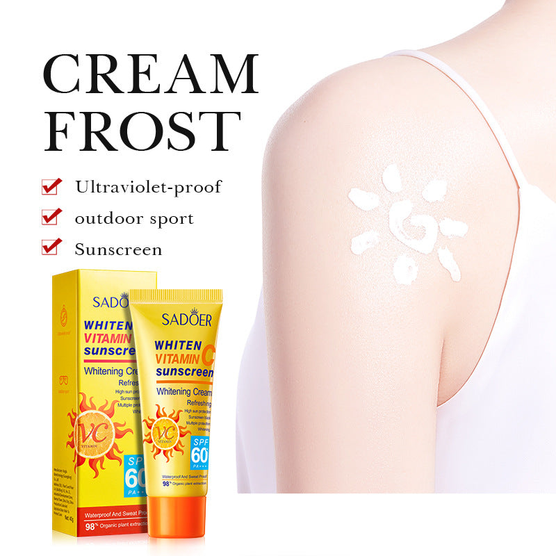 SPF60+VC Sunscreen SADOER Vitamin C Isolation Refreshing Sunscreen Lotion Cross-Border Wholesale