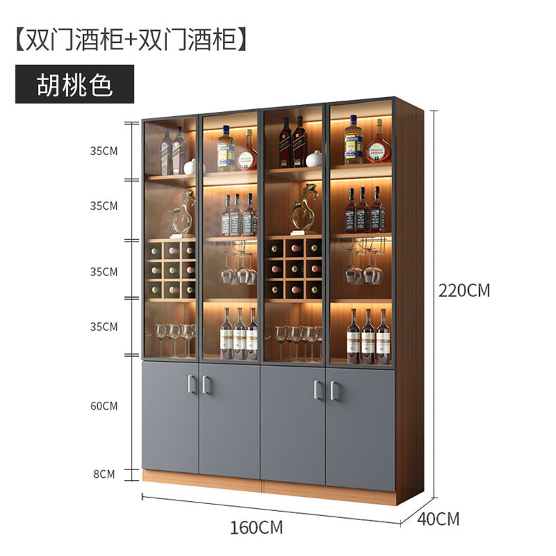 Apartment Wall-Mounted Sideboard Double-Door Wine Rack Storage Cabinet for Hotel Projects and Home Use LED Wine Cabinet