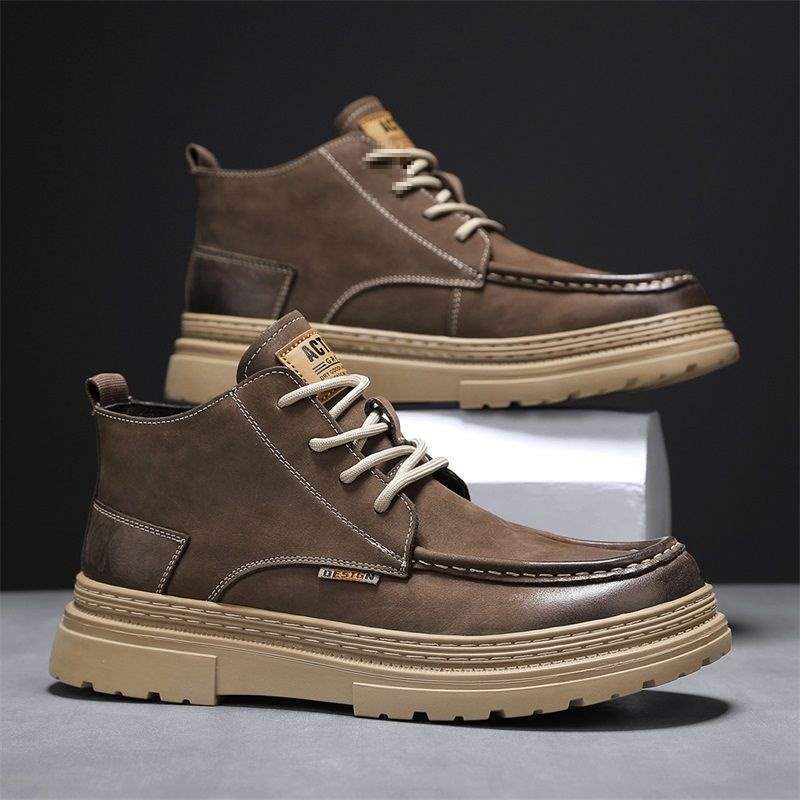 Men's Shoes Invisible Height Increase Martin Boots Men's Versatile Retro British Style Sports Casual Outdoor Work Trendy Boots