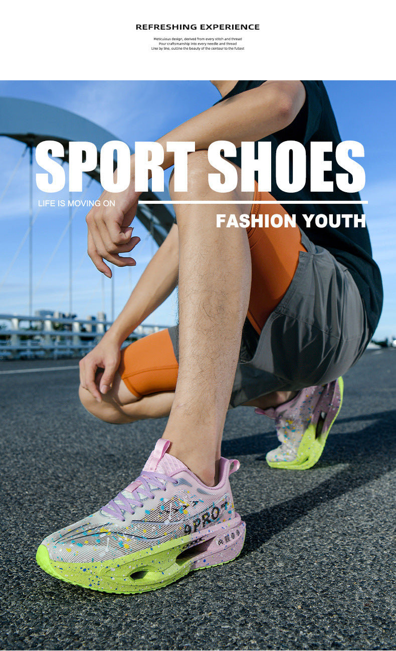 2025Autumn New Red Rabbit9Fluorescent Parent-Child Comfortable Sports Shoes High Elasticity Really Soft Sole Carbon Plate Wear-Resistant Running