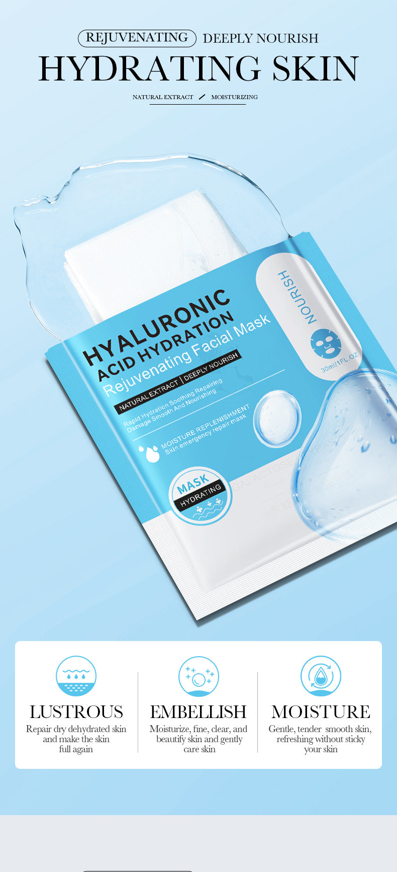 Full English Mask30gBIOAOUA Honey Hydrating Pearl Moisturizing Rose Snail Moisturizing  Foreign Trade Wholesale