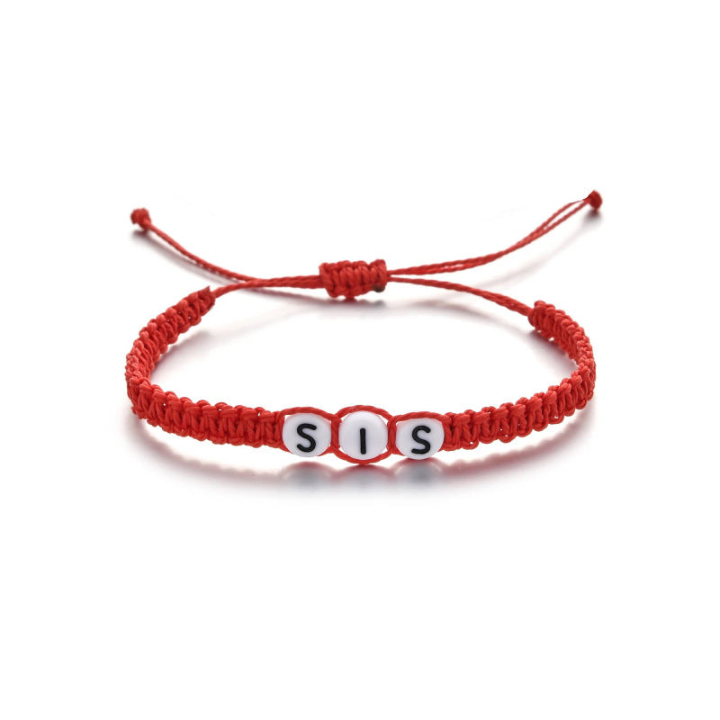 Friendship Handmade Woven Bracelet Gift for Loved Ones Stretchable Wrapped Bracelet sister Letter Braided Bracelet