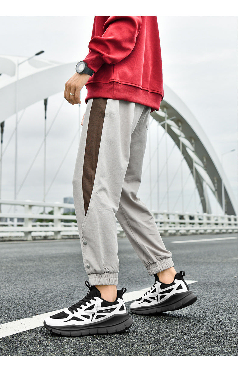 New Thick-Soled Racing Sports Shoes for Middle School Students, High Elastic Running Shoes for Men and Women, Breathable Flyknit Mesh Shoes for Couples