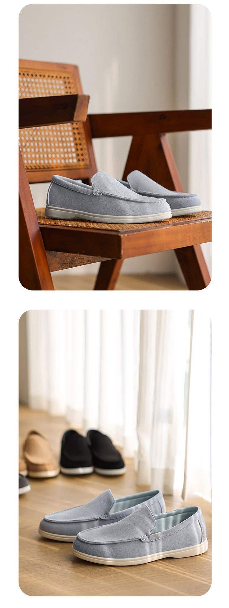 Men's Loafers2025New Summer Breathable Slip-On Casual Cloth Shoes for Men Trendy Fashion Lazy Loafers