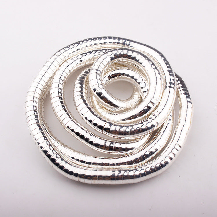 Wrapped Snake Necklace Without Head and Tail90cm White K Iron-plated Irregular Snake Year Necklace Flexible Bendable Snake Bone Necklace