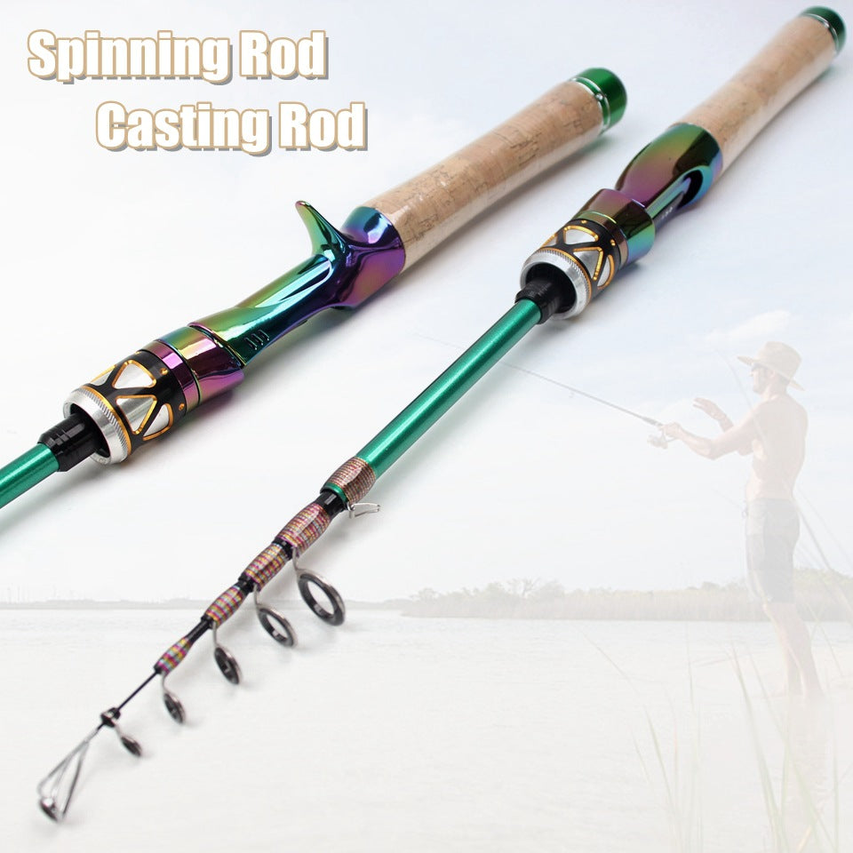 Ultra-short Carbon Fiber Shrink UL Portable Lure Rod Electroplated Telescopic Stream Lure Rod