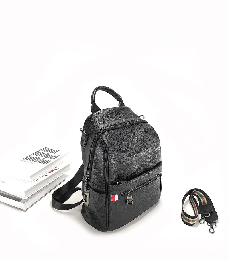 Anti-theft Backpack for Women Genuine Leather Travel Backpack with Fingerprint Unlock Versatile Casual Large Capacity Shoulder Bag