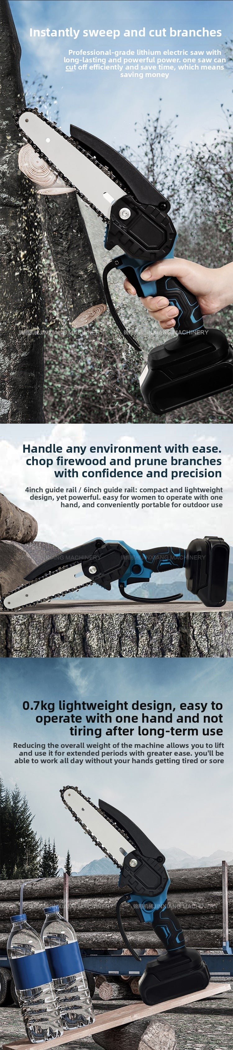 Garden Cordless Mini Chainsaw Garden Logging Electric Saw Lithium Battery4/61-inch Mini Saw Single Handheld Electric Chain Saw
