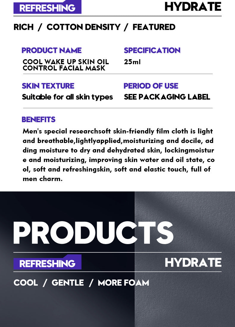 Full English Men's Face Mask25g SADOER Cool and Refreshing Men's Hydrating Mask Stickers  Wholesale
