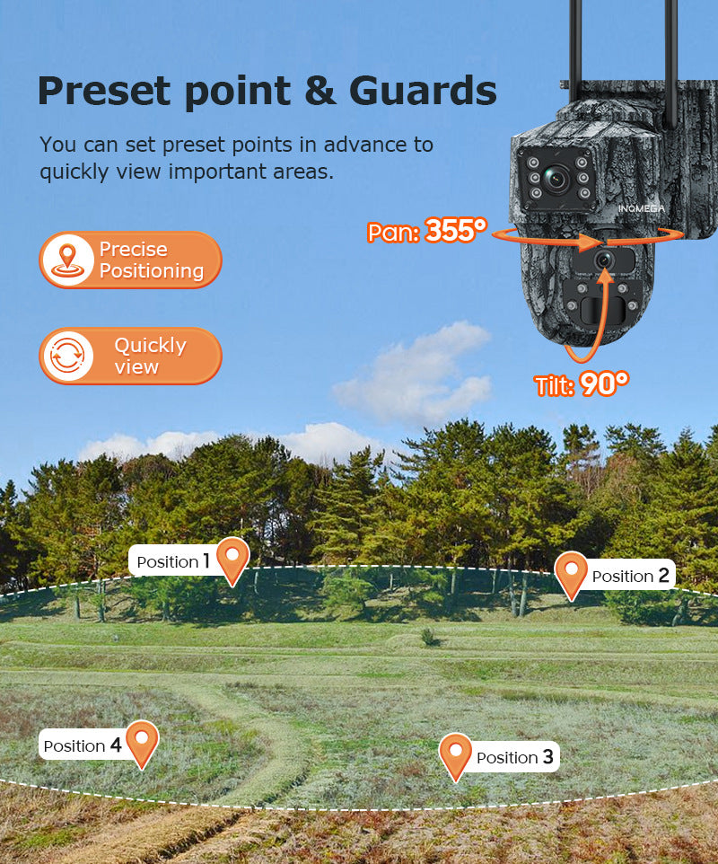Private Model4G Solar camera dual lens dual view6MP HD Outdoor Camouflage Surveillance Camera