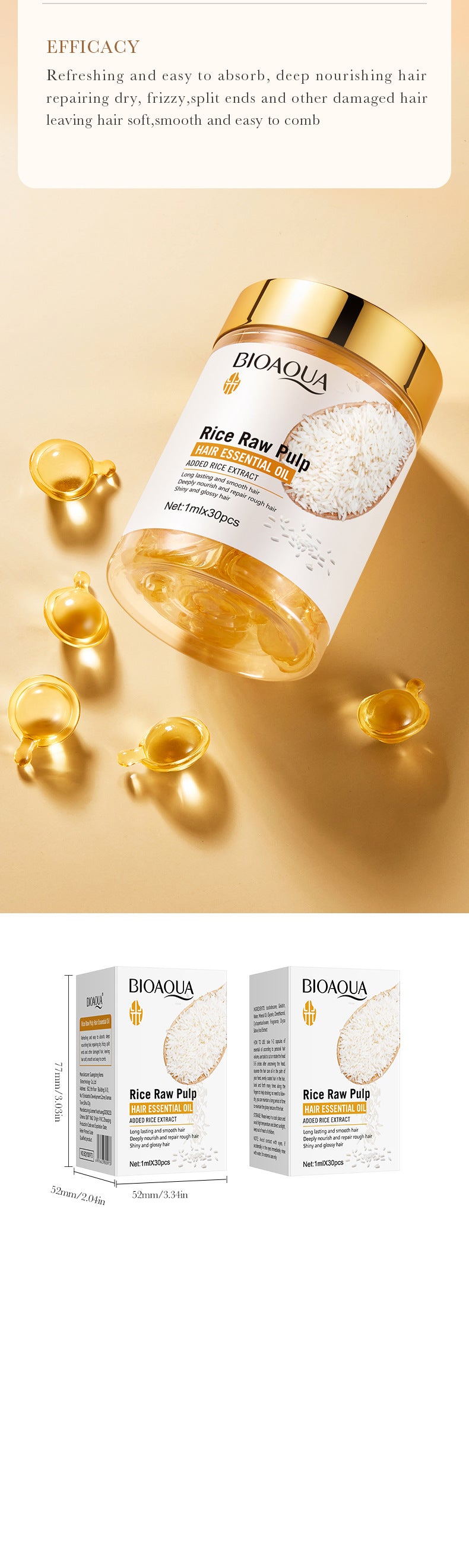 Rice Puree Hair Care Capsule Essential Oil BIOAOUA Repair and Nourish Conditioner Cross-Border Wholesale