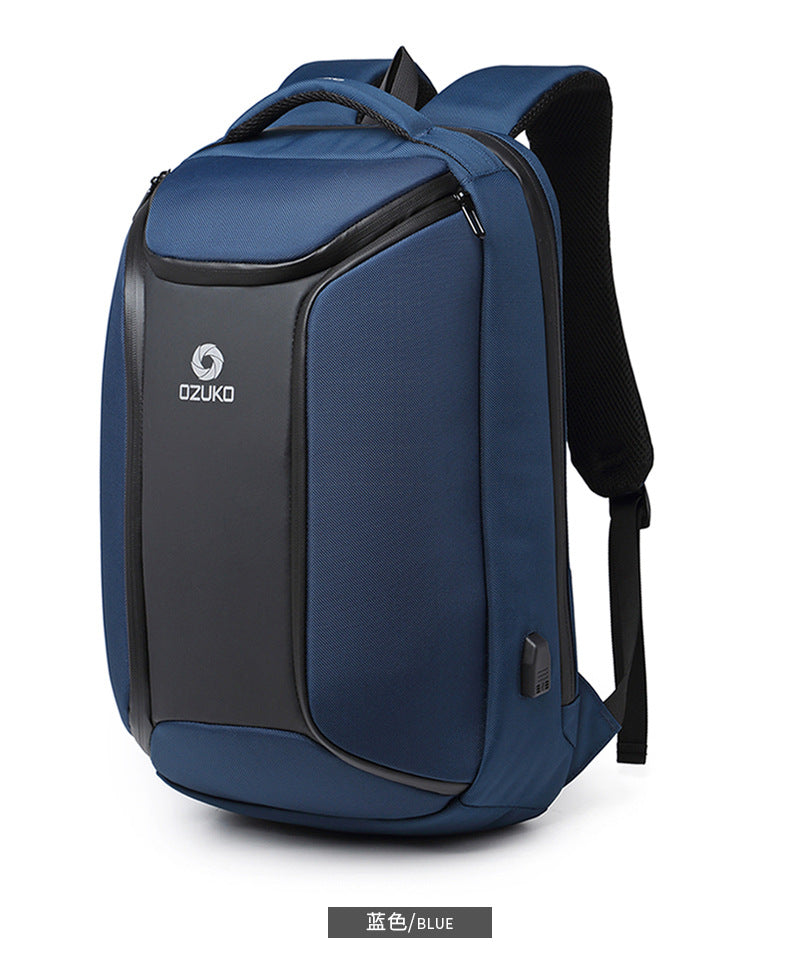 ozuko New Men's Business Backpack School Bag Student Multifunctional Computer usb Waterproof Korean Style Backpack